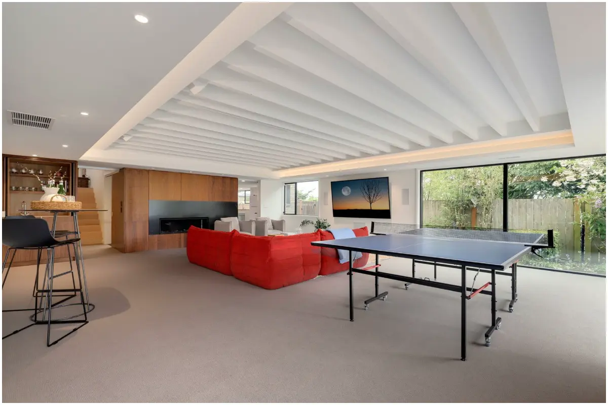 Open-concept finished basement