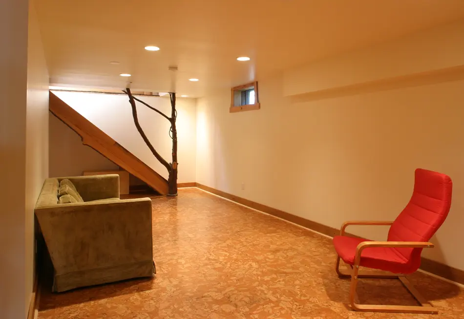 Basement kitchenette and bar