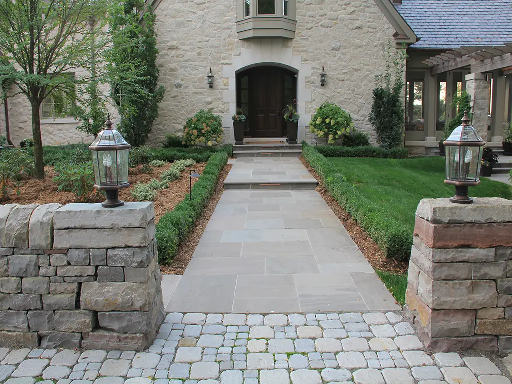 Hand-fitted flagstone walkway